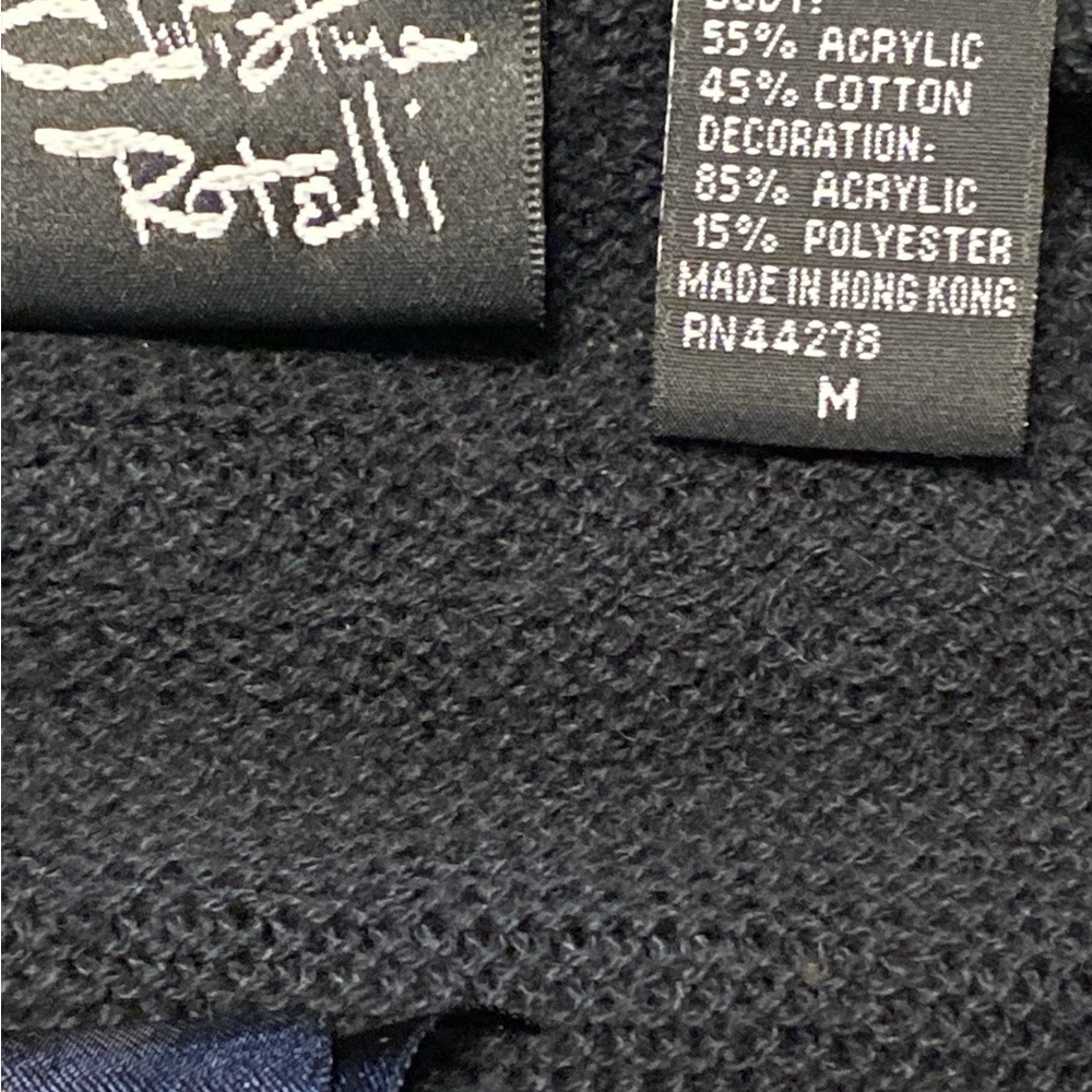 Christine Rotelli Blk Faux Fur Tiered Stripe Sweater – Sz M – Made in Hong Kong - Picture 2 of 6